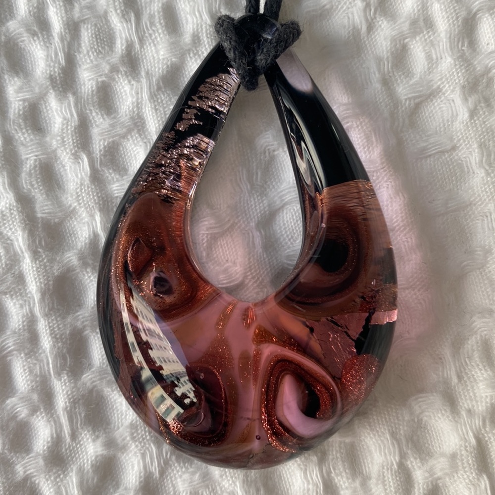 Murano Black and Pink Swirl Necklace